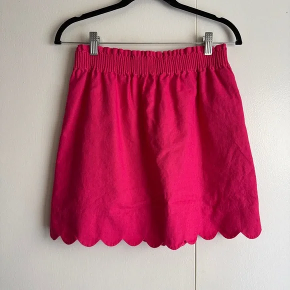 J. Crew Linen Cotton Scalloped Mini Skirt Pink Lined Women’s Size 2 - Picture 5 of 11